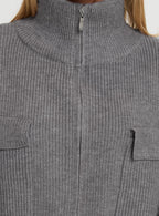 Too Busy Zip Up Sweater Grey