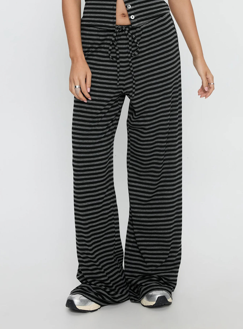 Gavrielle Jersey Wide Leg Pants Stripe