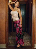 Cooperi Maxi Skirt Black Red Floral