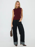 Jessabell Rib Sleeveless Top Wine
