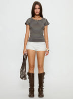 Addrianne Button Up Top Multi Stripe