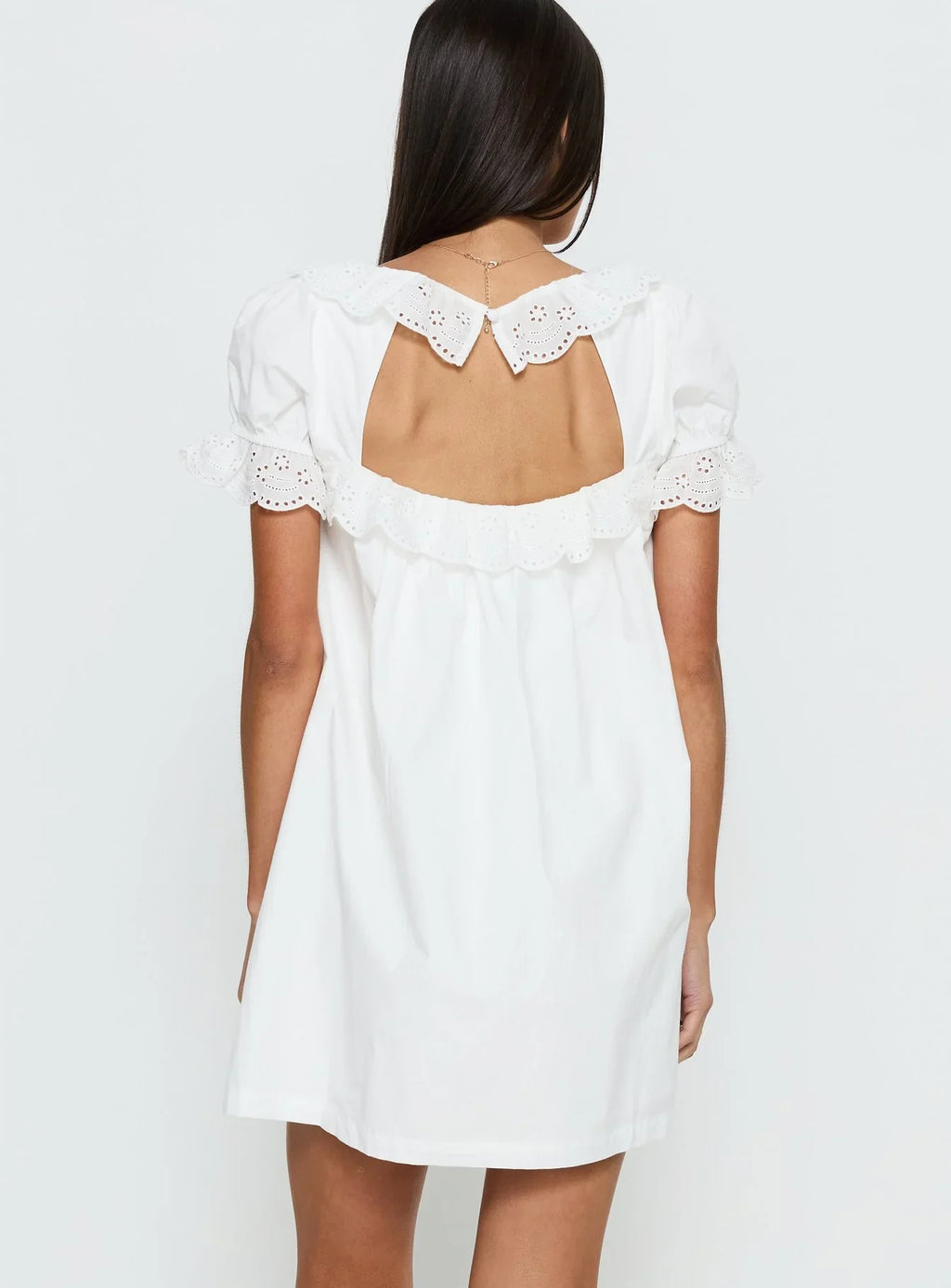 Trinka Frill Collared Mini Dress White