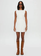 Melona Shirred Mini Dress White