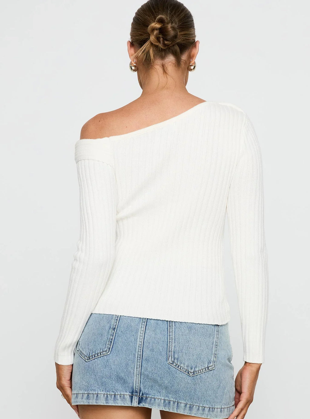 Jaybell Cold Shoulder Sweater White
