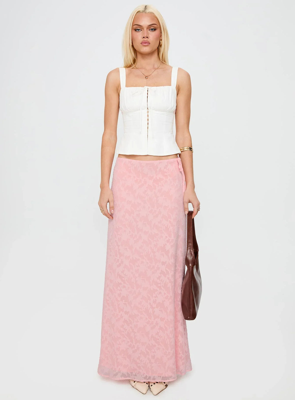 Youthful Spirit Lace Maxi Skirt Pink