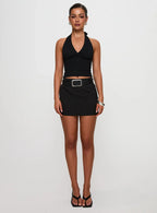 Christel Pinstripe Skort Black