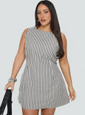 Alfalfa Shift Mini Dress Grey Stripe Curve