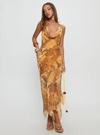 Lyanna Halter Cowl Neck Maxi Dress Multi