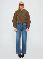 Mastery Faux Suede Bomber Jacket Brown