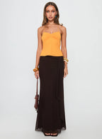 Caviar Tie Maxi Skirt Chocolate