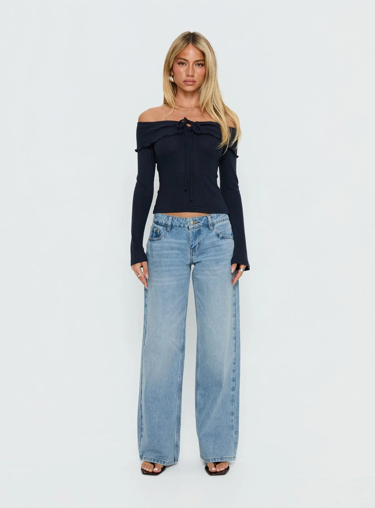 Ellanor Low Rise Slouch Denim Jean Washed Mid Blue Wash