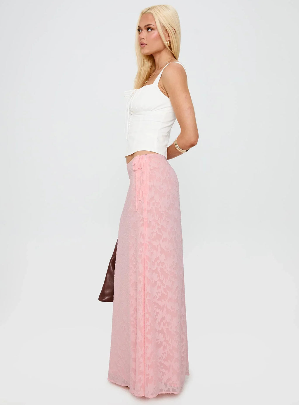 Youthful Spirit Lace Maxi Skirt Pink