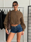 Mastery Faux Suede Bomber Jacket Brown