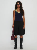 Elionne V Neck Contrast Top Navy Yellow