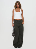 Bruiser Tie Waist Mid Rise Wide Leg Jeans Green