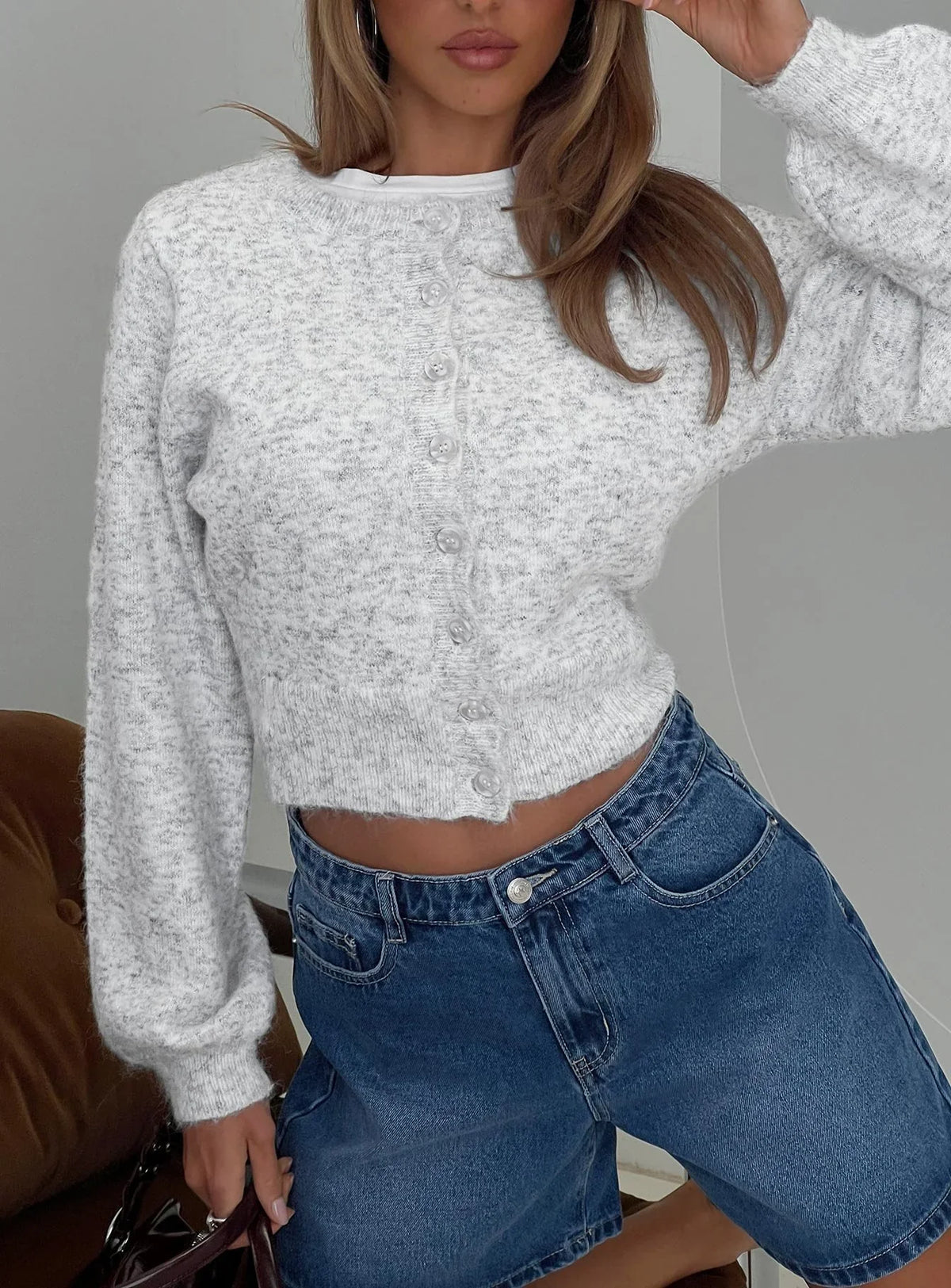 Dawsen Button Down Cardigan Grey