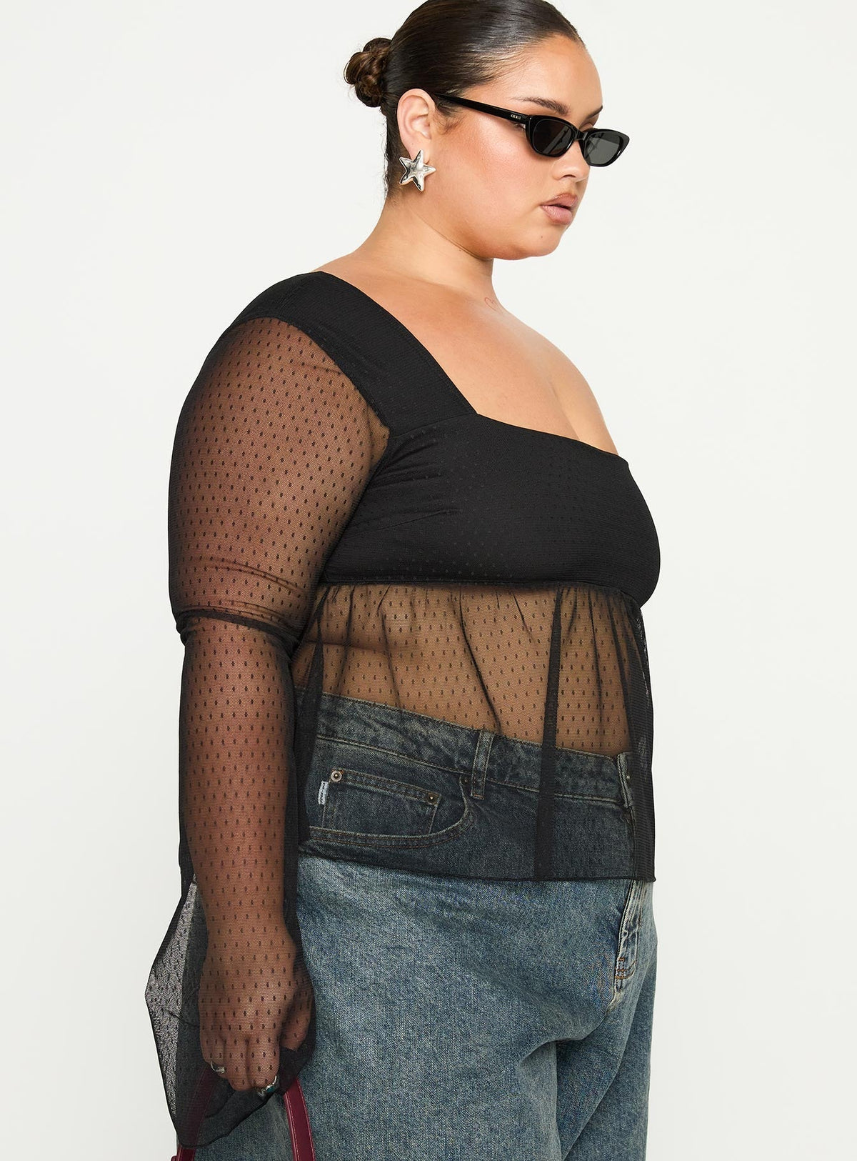Fiorello Long Sleeve Top Black Curve