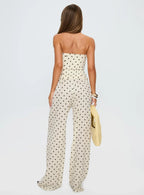 Powdered Sugar Strapless Set Cream Polka