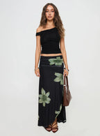 Cooperi Maxi Skirt Black Floral