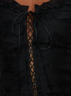 Angeleah Tie Up Frill Detail Top Black