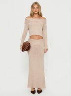 Devion Foldover Knit Sweater Beige
