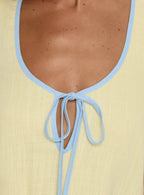 All My Loving Contrast Babydoll Mini Dress Lemon Blue