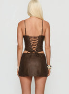 Venessa Faux Leather Mini Skirt Brown