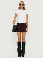 Karra Flocked Mini Skirt Washed Red
