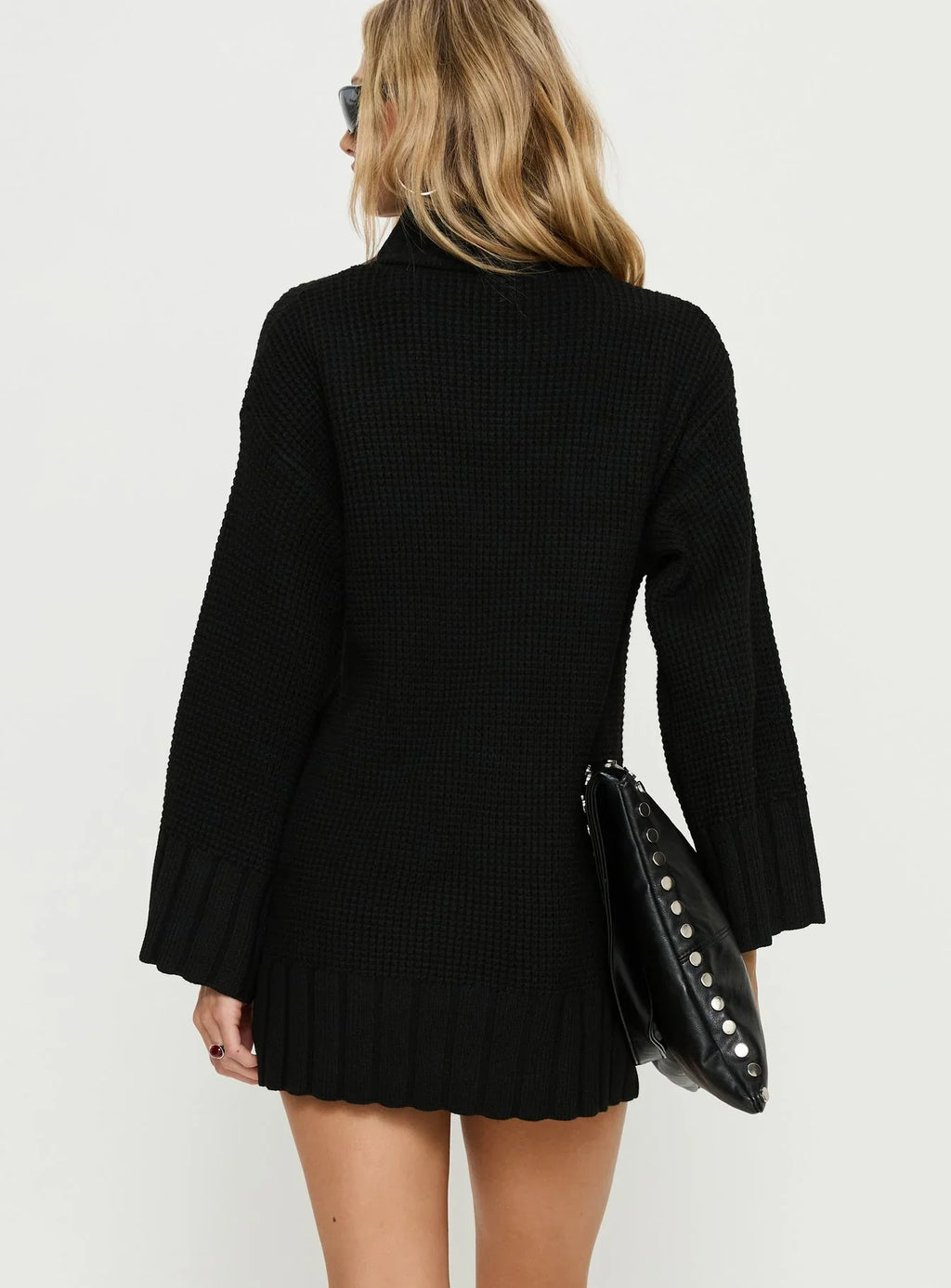 Tarin Long Sleeve Knit Mini Dress Black