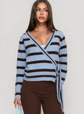Andras Wrap Knit Sweater Blue Stripe