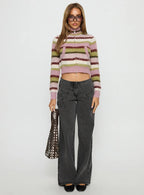 Dolley Star Stitch Mid Rise Wide Leg Jean Grey Wash