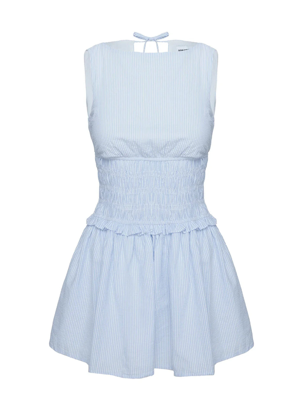 Yennifer Shirred Mini Dress Blue White Tall