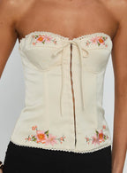 Jazzy Strapless Corset Top Cream Floral