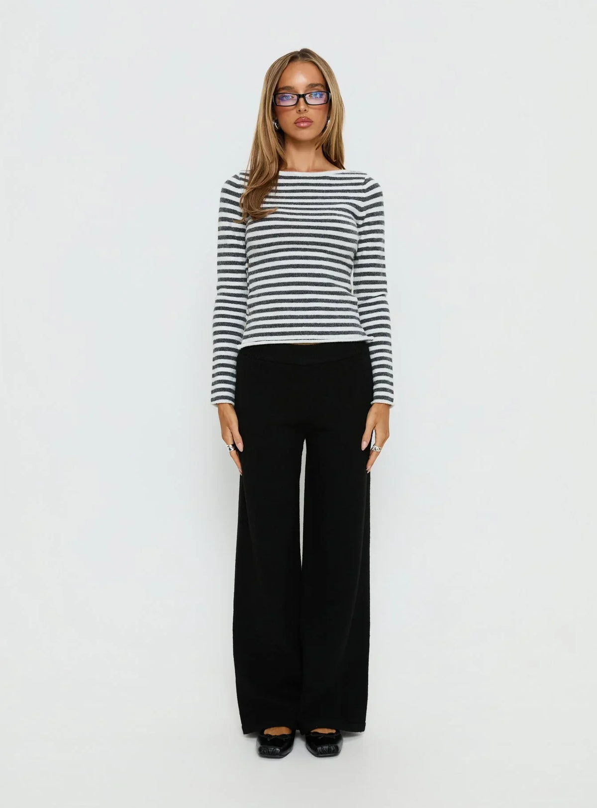 Bekki Wide Leg Knit Pant Black