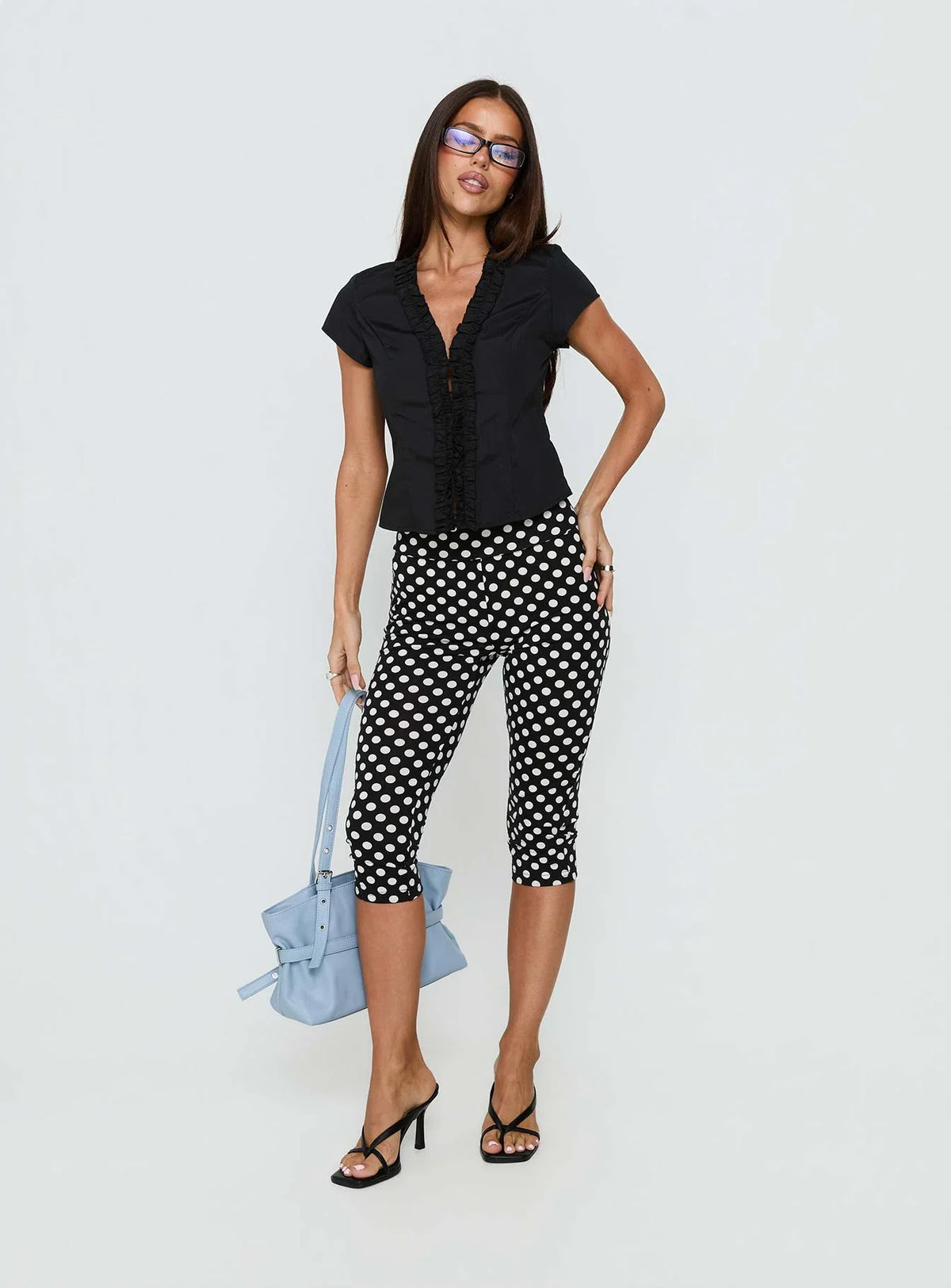 Isadonna Capri Pants Black Polka Dot