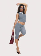 Tuka Capri Navy Gingham