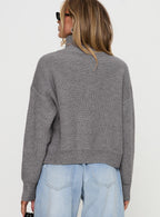 Too Busy Zip Up Sweater Grey