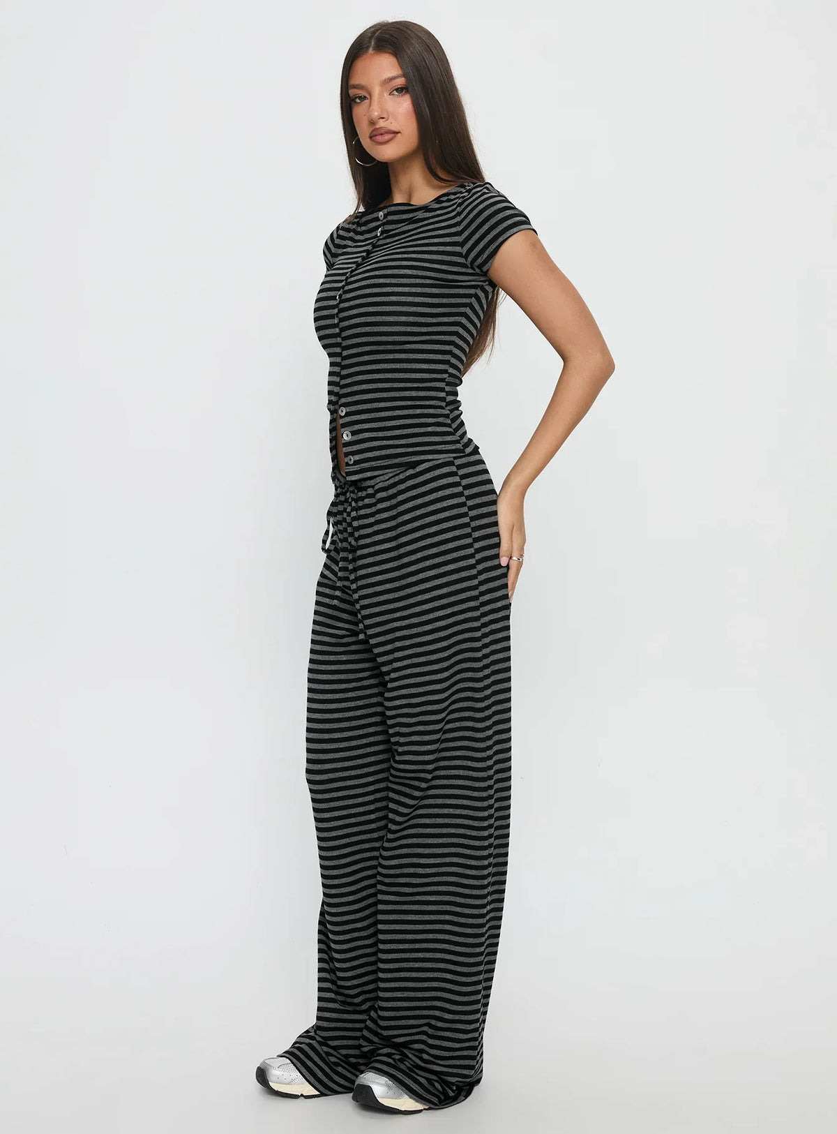 Gavrielle Jersey Wide Leg Pants Stripe