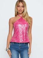 Sun Salutations Halter Top Pink