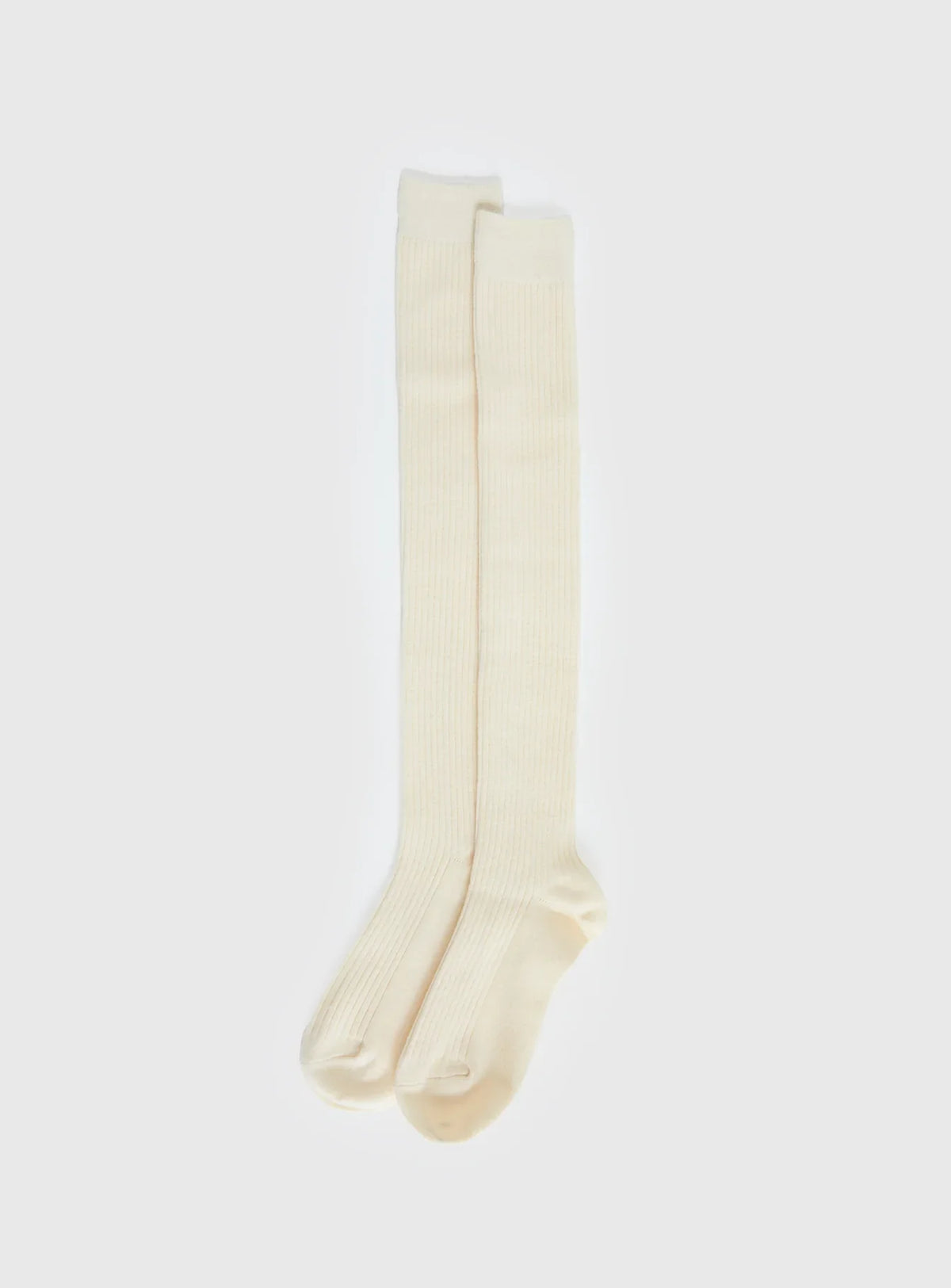 Roxee Knee High Ribbed Socks Cream