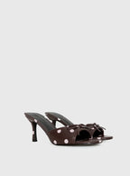 Etiquette Peep Toe Heels Brown Pink Polka