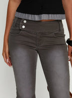 Romea Low Waist Bootleg Jeans Dark Grey