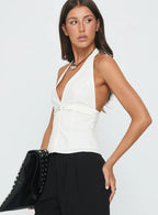 Zailah Halter Buckle Detail Top White