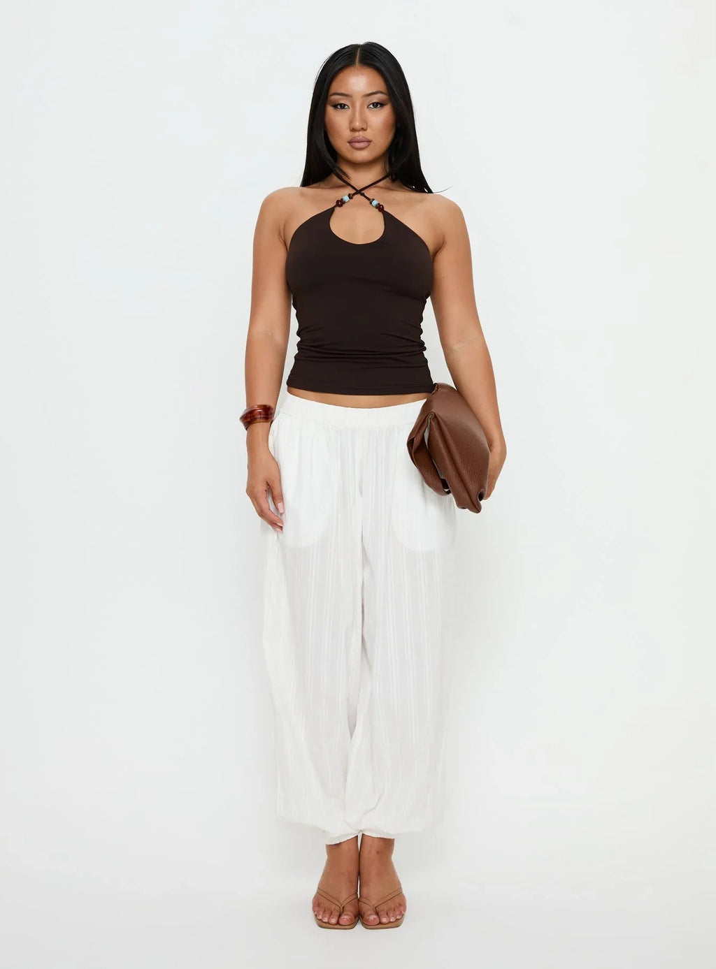 Manika Bead Detail Top Chocolate