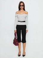 Ellenore Belt Detail Off Shoulder Top Grey
