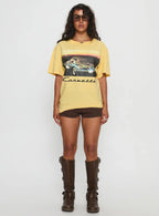 Corvette Legends Oversized Graphic Top Yellow