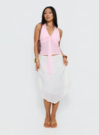 Adrea Asymmetrical Midi Skirt White