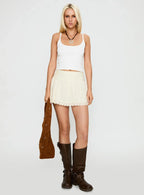 Fairylike Broderie Mini Skirt Ivory