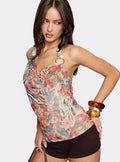 Analyssa Cowl Neck Top Leopard Floral