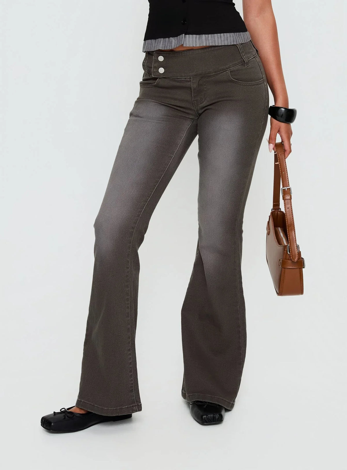 Romea Low Waist Bootleg Jeans Dark Grey